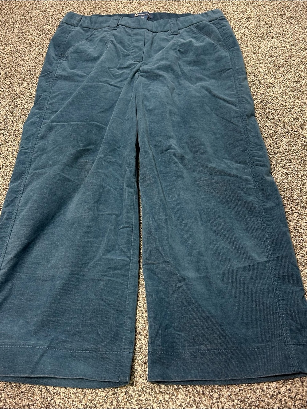 Democracy Womens Blue Corduroy Wide Leg Pants 1x Stretch Comfort Pull On Sliming